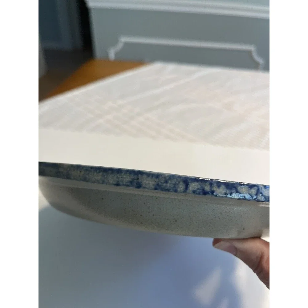 Vintage Eldreth Pottery Salt Glaze Blue Gray Pie Dish “Black Rock Retreat
